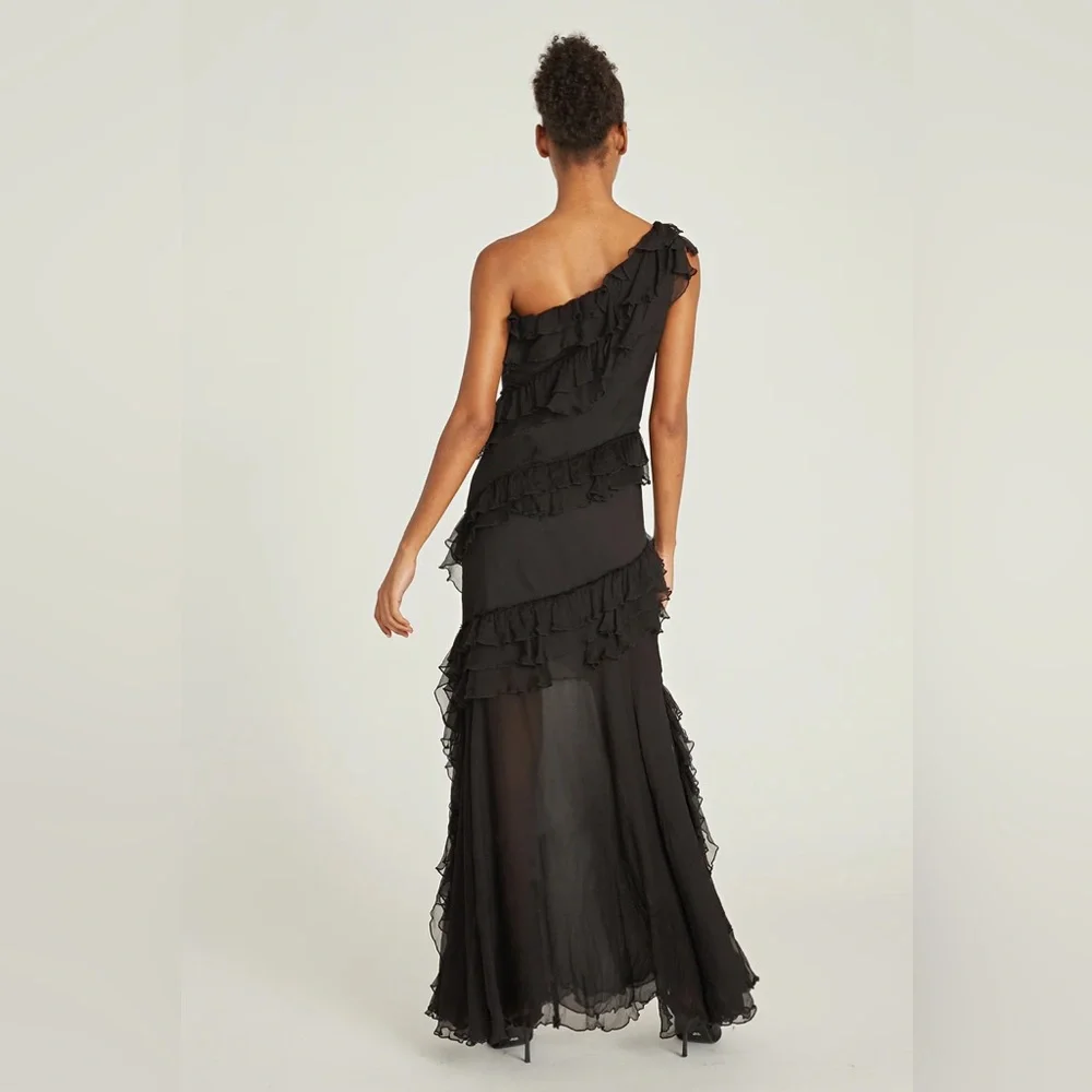 AMUR Harlow Black One-Shoulder Maxi Dress - Picture 4 of 16